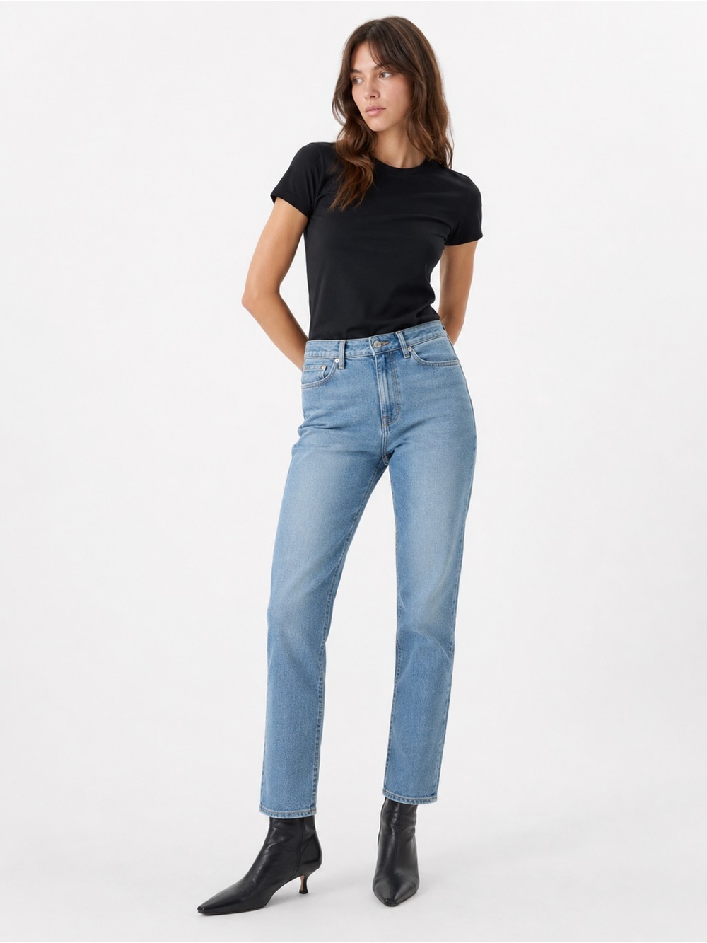 COS Slim Straight High Rise Jeans Women‎ 26 Blue Cropped Ankle Minimalist scandi